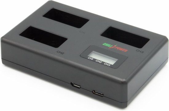 ChiliPower LP-E17 Triple Lader voor Canon - Laadt 3 accu's tegelijk - Zwart