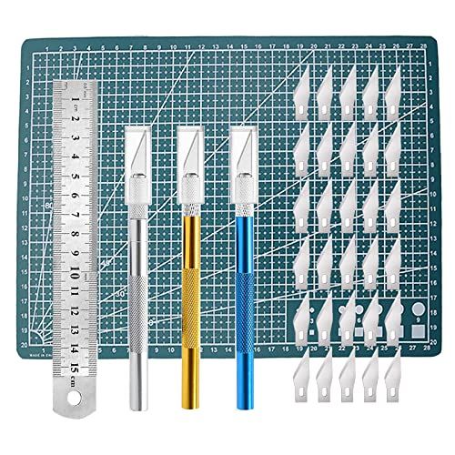 3 stuks cutter voor doe-het-zelf kunst werk snijden, scalpel met 30 reservemesjes, knutselmes, cuttermes, hobbymes, snijmes, snijwerk, sculptuur, raamfolie, lakbeschermingsfolie
