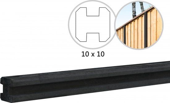 Intergard Betonpalen met gleuf hout beton schutting antraciet 10x10x270cm