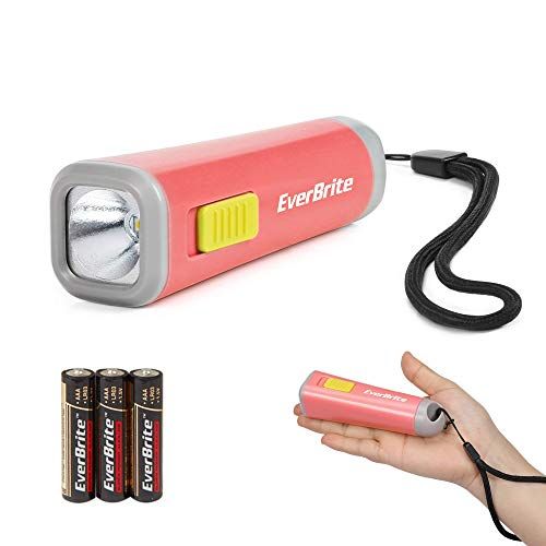 Everbrite Mini LED zaklamp met koord bont klein rood kunststof 1 W met 3 AAA batterijen, voor camping, verjaardagscadeau