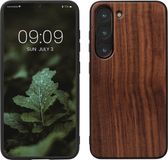 kwmobile telefoonhoesje geschikt voor Samsung Galaxy S23 - Hoesje met bumper in donkerbruin - Backcover - hout