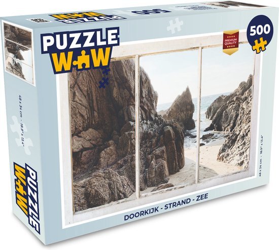 MuchoWow Puzzel Doorkijk - Strand - Zee - Legpuzzel - Puzzel 500 stukjes