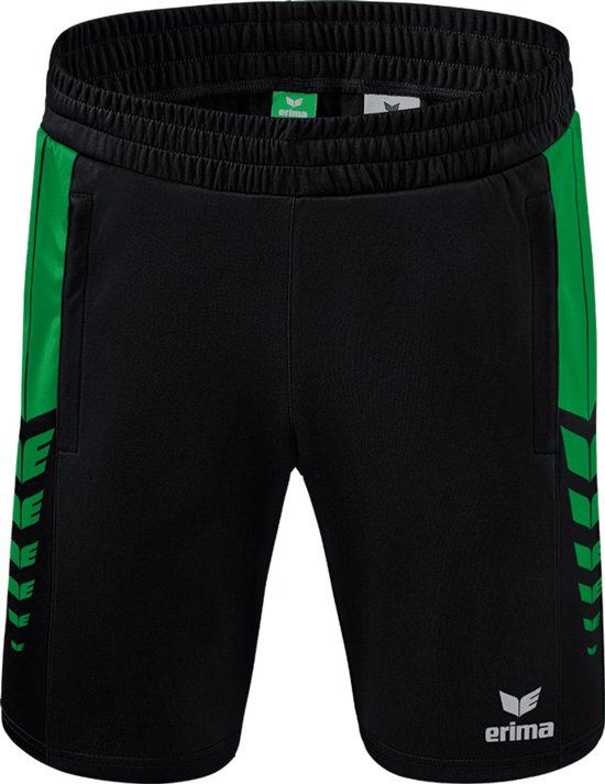 Erima Six Wings Worker Short Heren - Zwart / Smaragd | Maat: S