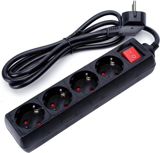 BES LED Stekkerdoos met Schakelaar - 4 Stopcontacten - 1.5 Meter - Zwart