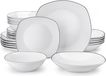 MALACASA, service avec bordure noire, service en porcelaine de 24 pièces comprenant des assiettes plates, des assiettes à dessert, des assiettes creuses et des bols, pour 6 personnes