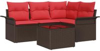 vidaXL Tuinbank - Set - 2 zitplekken - Bruin - Polyrattan