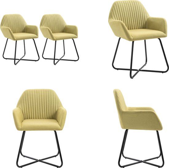 vidaXL Eetkamerstoelen 2 stuks stof groen