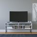 Hanah Home Stijlvolle witte tv-standaard, 120 cm x 25 cm x 46,6 cm, 100% melamine gecoat particle board, 18 mm dik, wandbevestiging met meerdere planken, modern design