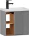 UEV Lavabo mural avec meuble de salle de bain, petit lavabo, Gris clair