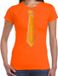 Bellatio Decorations Verkleed t-shirt voor dames - stropdas oranje - oranje - carnaval - foute party XS
