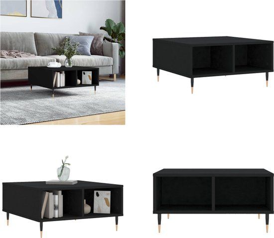 vidaXL Salontafel 60x60x30 cm bewerkt hout zwart