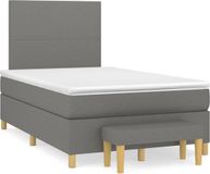 vidaXL Boxspring met matras Stof Donkergrijs 120x200 cm