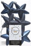 Decoris kersthangers - 6 stuks - 7.5cm - kunststof - bleu foncé