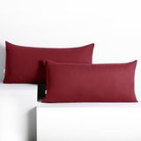 DecoKing Set van 2 kussenslopen, 40 x 80 cm, jersey, 100% gekamd katoen, ritssluiting, bordeauxrood, amber