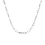 Lucardi Dames Stalen ketting gourmet met zirkonia - Ketting - Staal - Zilverkleurig - 47 cm