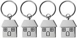 Merkloos / Sans marque Giving Europe B.V. Sleutelhanger met huisje - 4x - 7 cm - RVS - nieuwe woning cadeau - huissleutels
