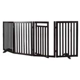 Trixie Vrijstaande 4-panel huisdier hek, opvouwbare huisdier barrière hek, converteerbare huisdier pen, 32 inch hoog, doorgang door deur, bruin
