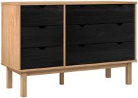 vidaXL Ladekast OTTA Zwart 111 x 43 x 73,5 cm Massief grenenhout