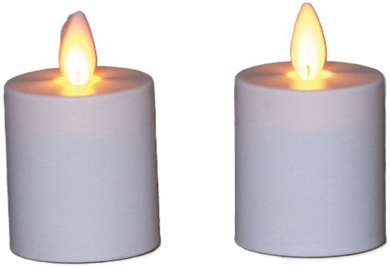 Anna's Collection LED kaarsen - 2x - wit - H8 cm