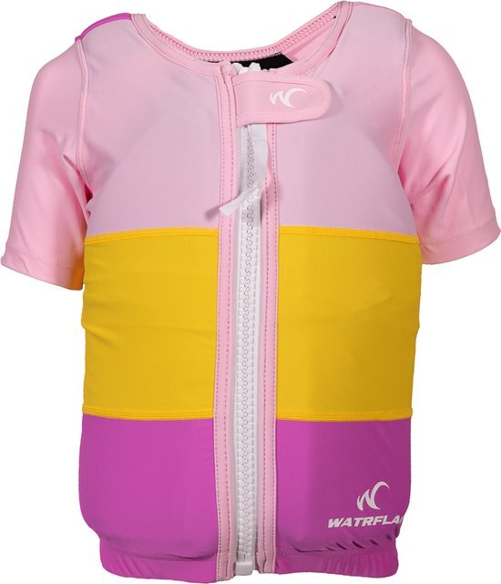 Watrflag Swim Suit Girls - Monaco - Met kort mouwtje- Yellow/Pink/Purple - XXL