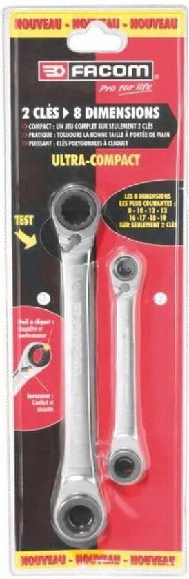 Facom Ringratelsleutelsset Recht en Verstelbaar 64C.S1 en 64C.S2 - 64C.J2PB - 2 stuks