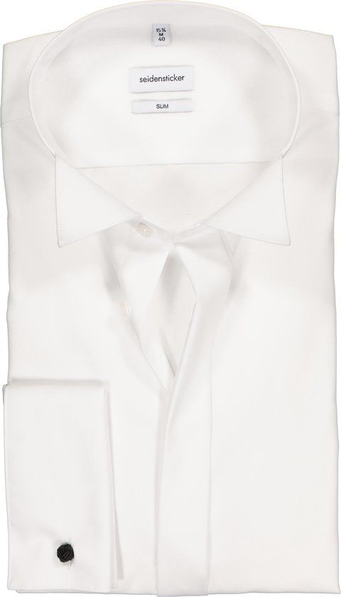 Seidensticker Slim Fit Overhemd - Dubbele Manchet - Wit - Maat 44 - Heren