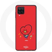 Maniacase Etui voor Samsung Galaxy A12 BTS Bangtan Boys BT21 TATA V Rode Achtergrond