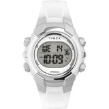 Timex Youth TW5M61400 Montre numérique, 33 mm, cadran numérique, boîtier argenté, style jeune, bracelet en résine bleue