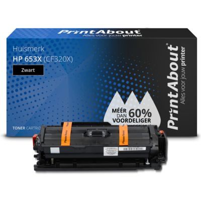 PrintAbout Huismerk HP 653X (CF320X) Zwart Toner | Hoge Capaciteit | Compatibel