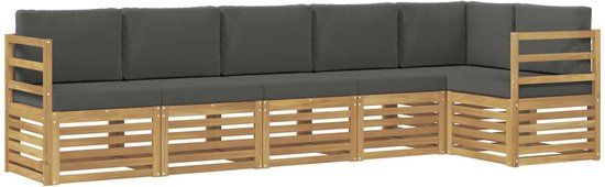 vidaXL Bank loungeset 6-delig Wit en antracietkleurig Polyester