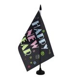 AZ FLAG Tafelvlag Gelukkig Nieuwjaar (Neon) 21x14 cm Plastic Voet