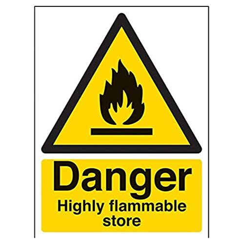 V Safety VSafety Danger, zeer brandbare winkel waarschuwingsbord - 150mm x 200mm - zelfklevende Vinyl