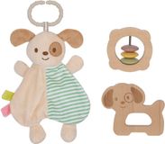 Tooky Toy Speelgoedset Baby - FSC Hout - 3-Delig: Rammelaar, Hondenspeeltje en Grijpspeeltje - Geschikt voor 6+ Maanden - Educatief & Montessori Speelgoed - Baby Cadeau - Kraamcadeau