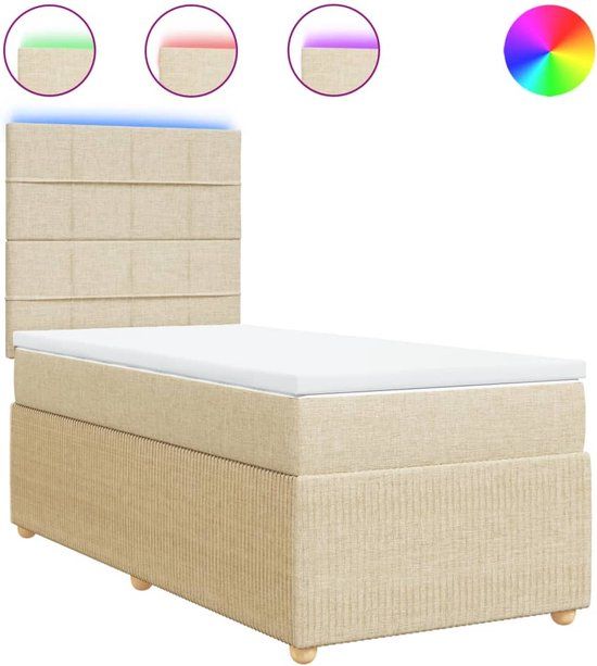 vidaXL Boxspring met matras Crème Stof 100x200 cm