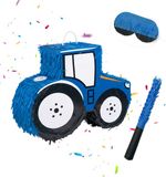 Merkloos / Sans marque Relaxdays Piñata set - 3-delig - tractor - blauw