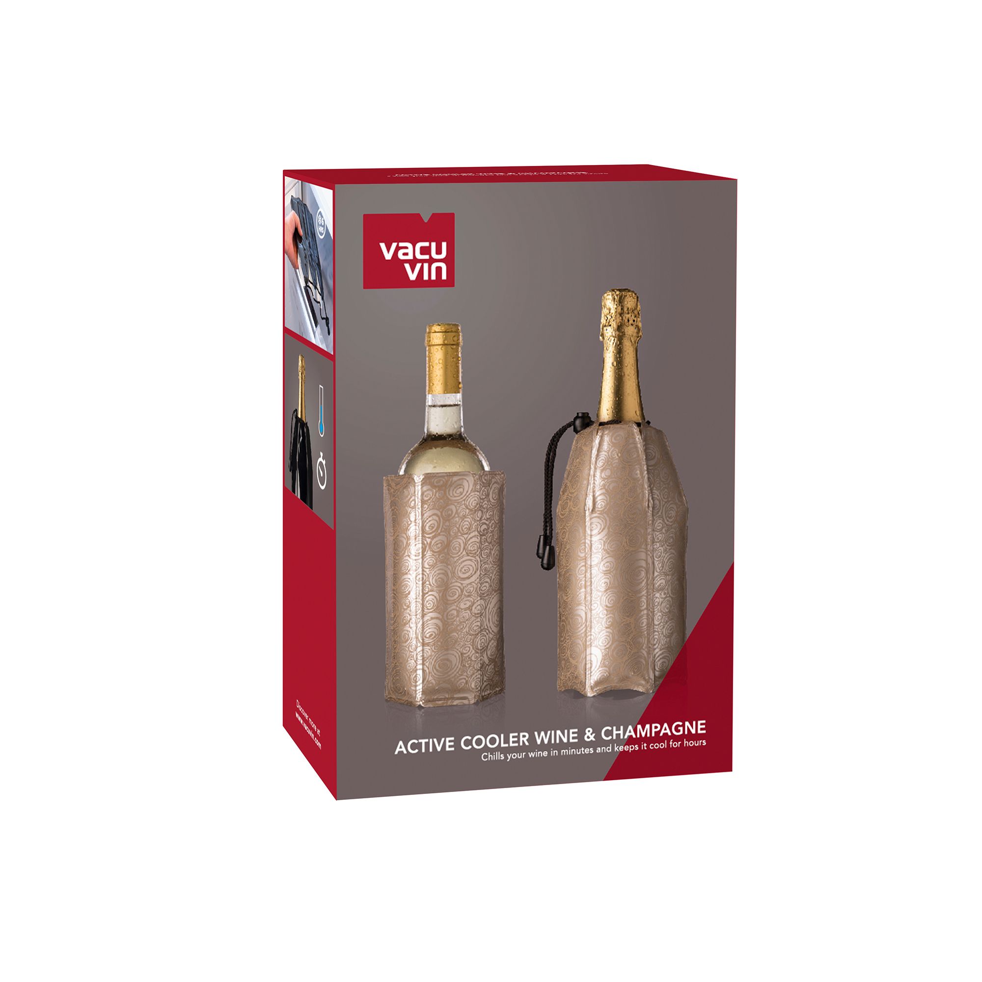 Vacu Vin Active Cooler Sleeve Platinum Wijn en Champagnekoeler - Set van 2