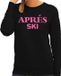 Bellatio Decorations Apres ski sweater dames - Apres ski - zwart - glitter roze - wintersport - skieen/snowboarden XS