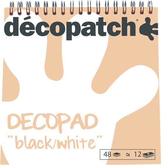 Decopatch Spiraalblok Papier Zwart/Wit 15x15 cm