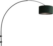 Steinhauer Zwarte boog wandlamp 8139ZW met groen velours kap, metaal en textiel, 145 cm hoog