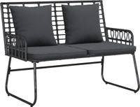 vidaXL Tuinbank, zwart en antraciet, polyrattan, 2 zitplaatsen