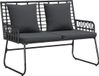 vidaXL Tuinbank, zwart en antraciet, polyrattan, 2 zitplaatsen