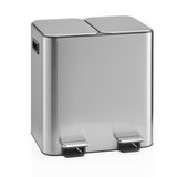 hjh OFFICE Clean 10 Afvalscheidingssysteem - 30L (2x15L) - Roestvrij Staal - Zilver
