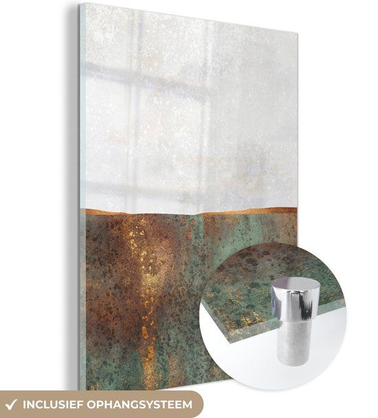 MuchoWow® Glass Painting 60x80 cm - Acrylic Glass Painting - Abstract - Luxury - Gold - Photo on Glass - Paintings
