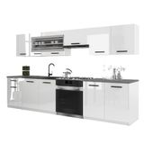 B BELINI GROUP BELINI Keukenblok ITALIA 4 - Keukenmeubel Set 260 cm Wit Hoogglans met Werkbladen - Boven- en Onderkasten