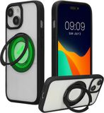 kalibri Beschermhoes met ringhouder vppr Apple iPhone 15 - Kickstand 360° harde hoes compatibel met MagSafe - zwart / transparant