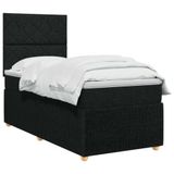 vidaXL Boxspringbed met matras, zwart, 100 x 200 cm, gestoffeerd