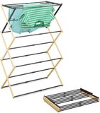 Merkloos Relaxdays Wasrek uitschuifbaar - 43-74 cm breed - inklapbaar - staand - bamboe - zwart