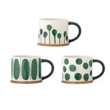 Bloomingville CREATIVE COLLECTION Linora mok, groen, aardewerk, T11 x H 8,5 cm, set van 3, 450 ml