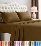Utopia Bedding 4-delige beddengoedset van geborstelde microvezel, krimp- en kleurecht, onderhoudsvriendelijk (kingsize, mokka)