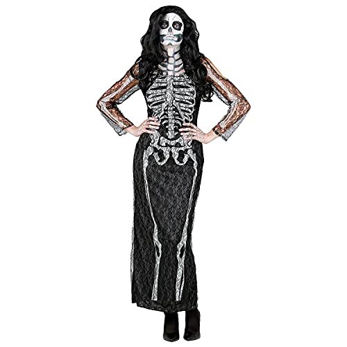 Widmann 10680 10680-kostuum skelet, jurk van kant, themafeest, Halloween, dames, meerkleurig, XS